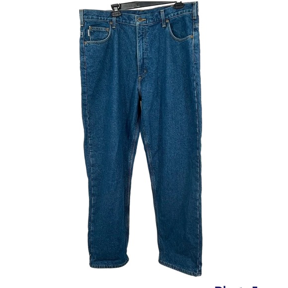 Carhartt Other - Carhartt B172 Flannel-Lined Jeans Men's 40X32 Relaxed Fit Dark Wash Denim